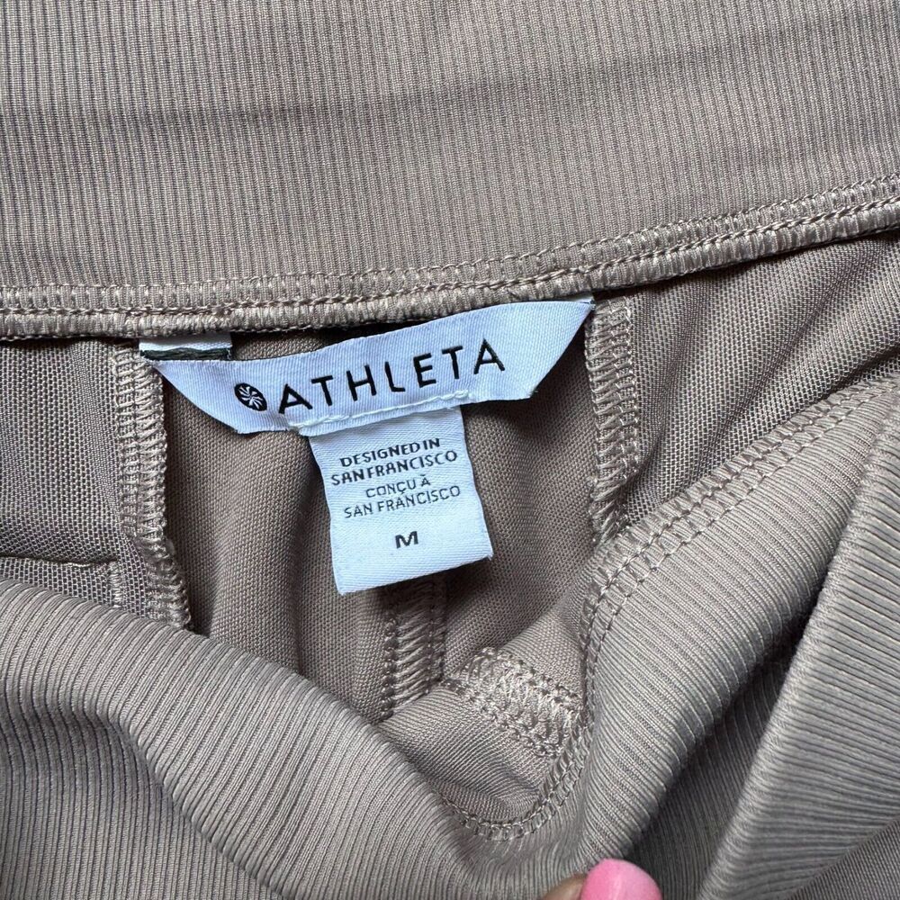Athleta Pants Womens M Beige Venice Flare Leg Slit Hem High Rise Office Commute - Picture 4 of 14